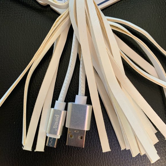 NEW PUGS white Micro USB Cable Charge & Sync Tassel clip - Samsung Sony Google - Picture 2 of 5